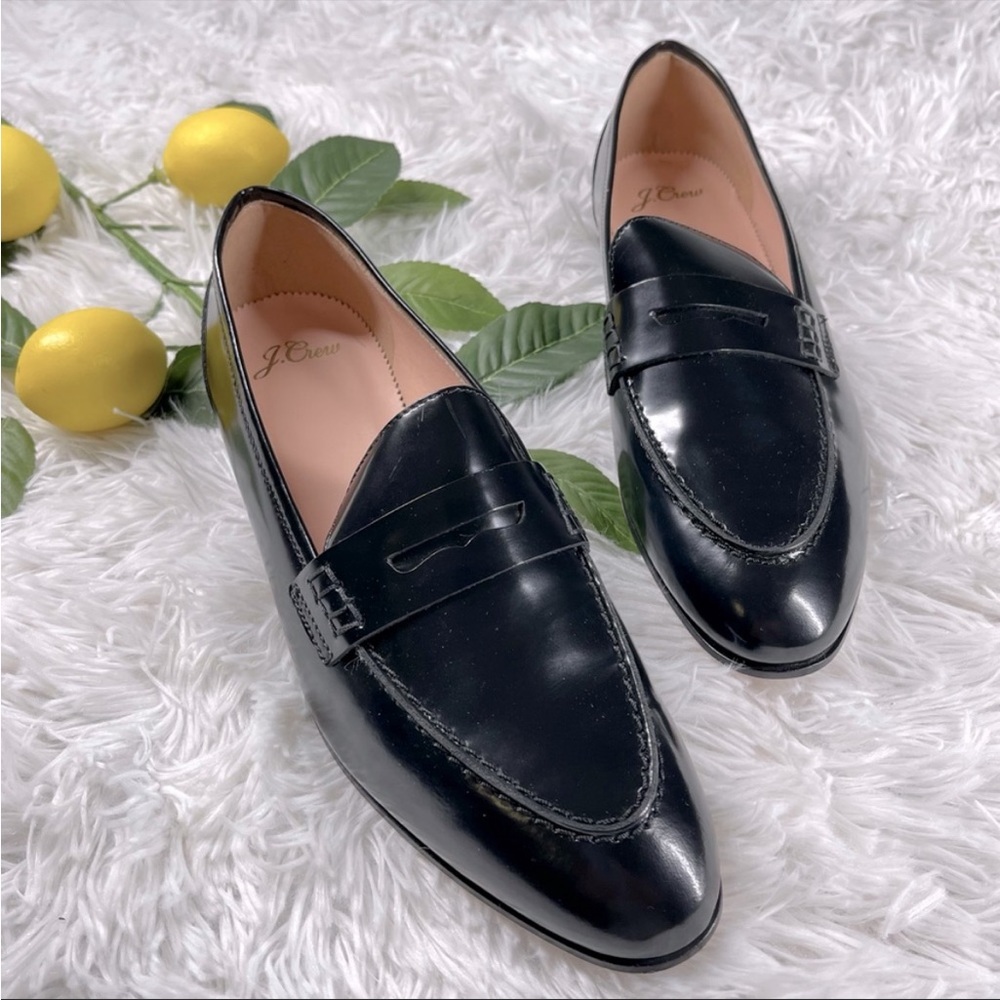 J. Crew Academy Black Pennyloafers Penny Loafers Size 8.5